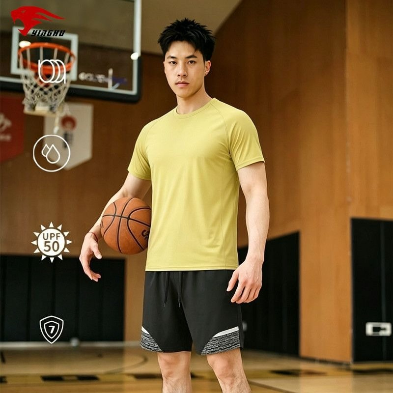 Compression Shorts Athletes - Strój fitnessowy, sportowy T-shirt z okrągłym